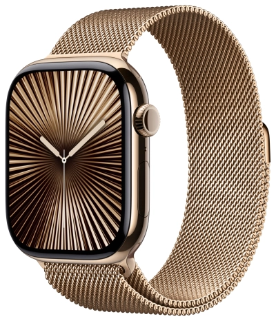 Apple Watch Series 10 46 мм, титановый золотой