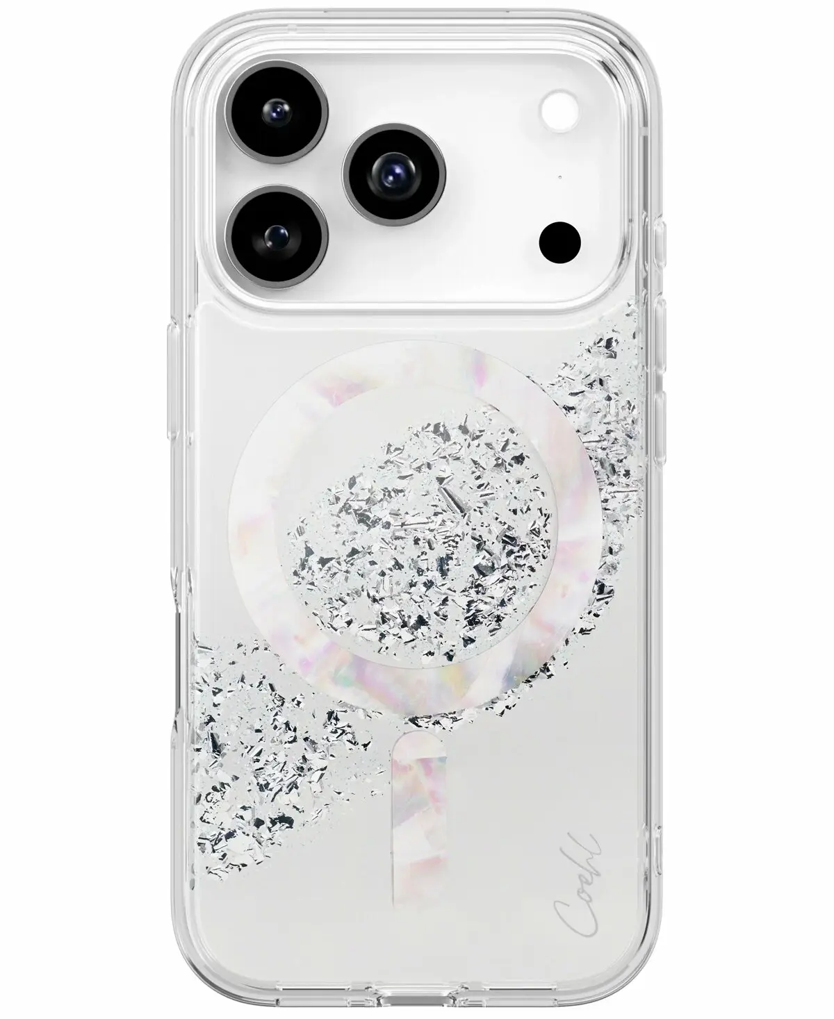Чехол Uniq для iPhone 17 Pro COEHL Resin Crystelle Sparkling, серебристый